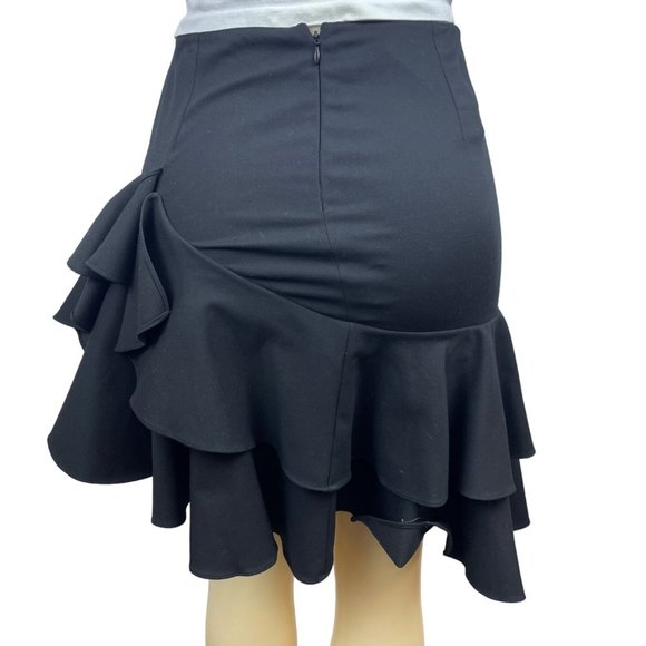 Ralph Lauren Women’s Black Ruffle Knee Length Skirt Sz 4 - NWT - Picture 5 of 8